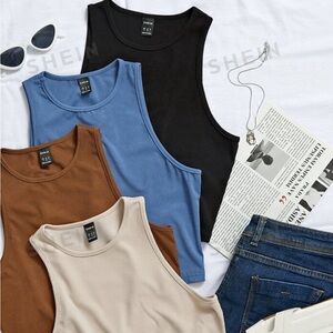 4 pcs ribbed knit solid tank